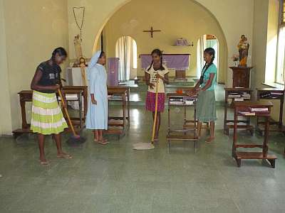 Cleaning the chapel